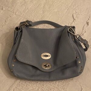 Elegant Baby Blue Leather Shoulder Bag